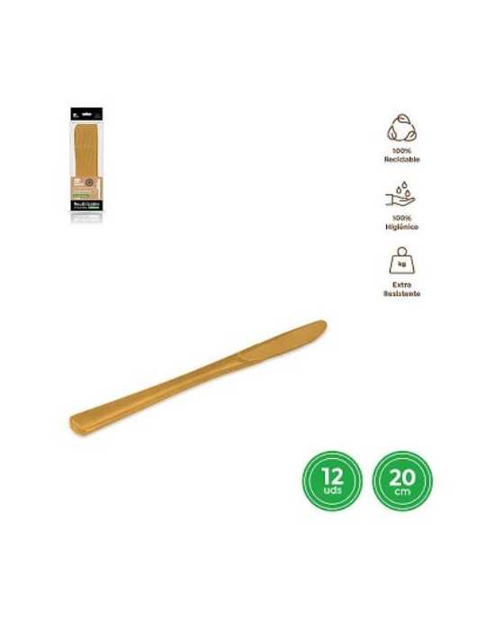 Cuchillo Oro 20CM Reutilizable 12UDS 1783R [LOTE DE 32 Unidades] MAXIPRODUCTS