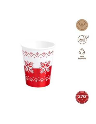 Vaso Carton 270CC Rojo Estampado 6UDS 7667 [LOTE DE 22 Unidades] MAXIPRODUCTS