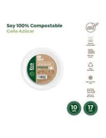 Plato Llano 22CM Caña Azucar (PACK-5UND) [LOTE DE 32 Unidades] MAXIPRODUCTS
