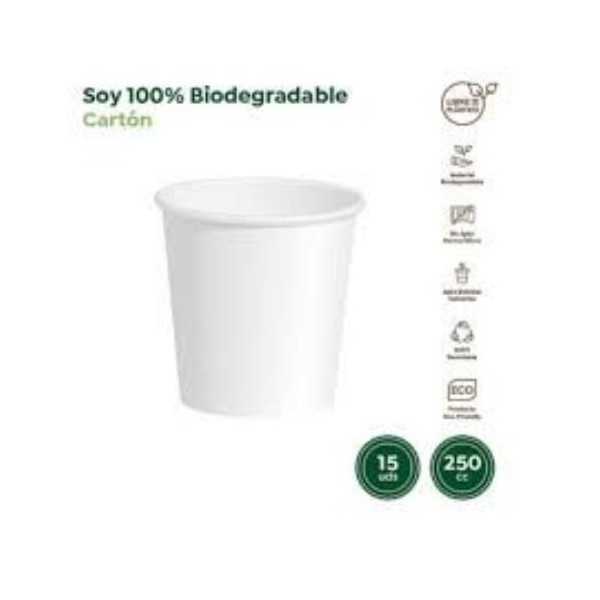 Vaso Carton Blanco 250CC (PACK-15UND) [LOTE DE 28 Unidades] MAXIPRODUCTS