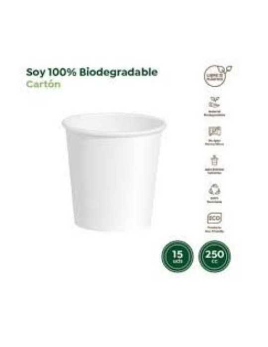 Vaso Carton Blanco 250CC (PACK-15UND) [LOTE DE 28 Unidades] MAXIPRODUCTS