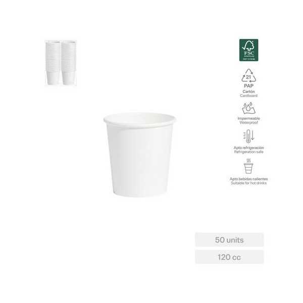 Vaso Carton Blanco 120CC (PACK-50UND) [LOTE DE 18 Unidades] MAXIPRODUCTS