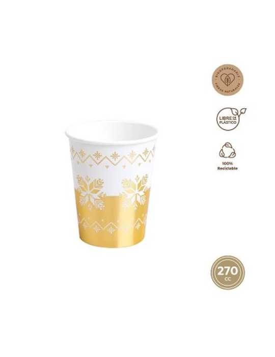 Vaso Carton 270CC Oro Metalizado 6UDS 7666 [LOTE DE 22 Unidades] MAXIPRODUCTS