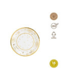 Plato Redondo Carton 18CM Blanco y Oro 8UDS 7674 [LOTE DE 18 Unidades] MAXIPRODUCTS