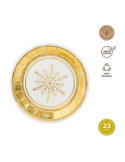 Plato Redondo Carton 23CM Blanco y Oro 6UDS 7673 [LOTE DE 18 Unidades] MAXIPRODUCTS