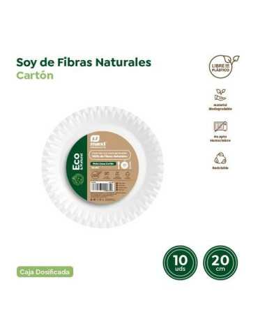 Plato Carton Biodegradable Blanco 20CM (PACK-10UND) [LOTE DE 38 Unidades] MAXIPRODUCTS