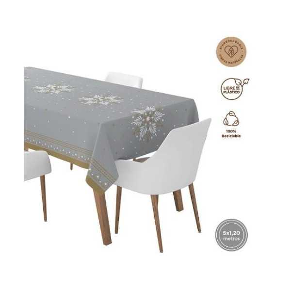 Rollo Mantel 5X1.2M Navidad Plata Estampado 7768 [LOTE DE 10 Unidades] MAXIPRODUCTS