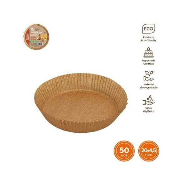 Molde Papel Siliconado Airfryer 20X4.5CM (50-UND) [LOTE DE 12 Unidades] MAXIPRODUCTS