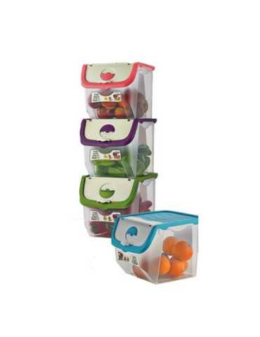 Con Alimentos Transparente con Tapa Color Surtido 21505 [LOTE DE 4 Unidades] MAYA