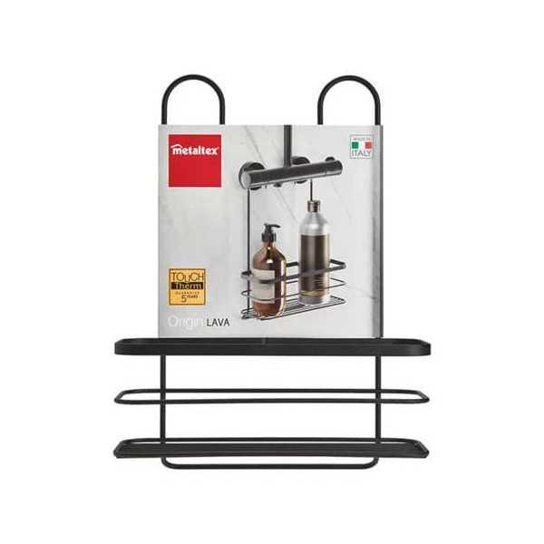 Estante Baño con Gancho Origin Lava Negro 28X14X38 [LOTE DE 2 Unidades] METALTEX