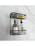 Estante Baño 2 Niveles Origin Lava Negro 26X10X30 [LOTE DE 2 Unidades] METALTEX