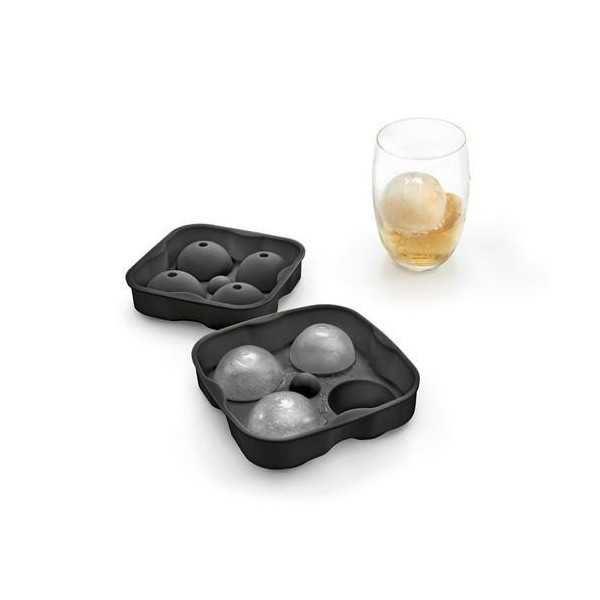 Molde 4 Esfera Hielo Silicona 12,1X12,2X5,1CM Negr [LOTE DE 8 Unidades] METALTEX