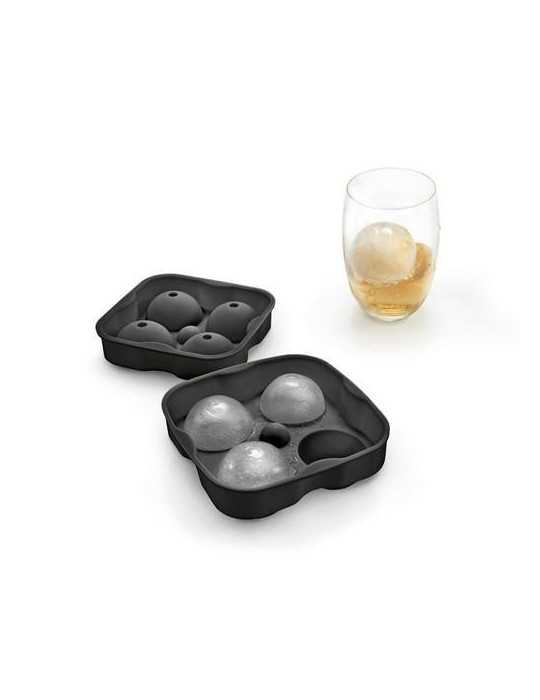 Molde 4 Esfera Hielo Silicona 12,1X12,2X5,1CM Negr [LOTE DE 8 Unidades] METALTEX