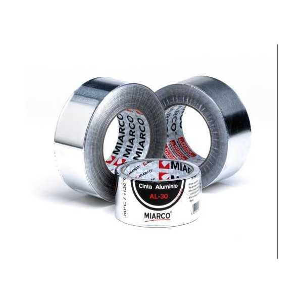 Cinta Aluminio AL-30 AC Plata 25 mm X50 m 5050 [LOTE DE 6 Unidades] MIARCO