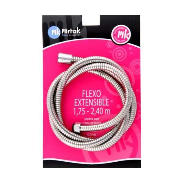 Flexo Ducha Inox. exten. T-C 1,75-2,20 (Blister) B55163 [LOTE DE 4 Unidades] MIRTAK