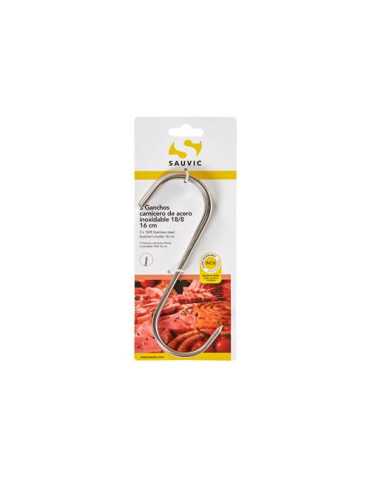 Blister 3 Ganchos Carnicero Acero Inoxidable 18/8 16CM [LOTE DE 10 Unidades] SAUVIC