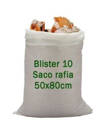 Saco Rafia 50X80 Blanco Blister 10 Uds 700120 [LOTE DE 6 Unidades] SEINEC