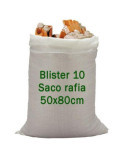 Saco Rafia 50X80 Blanco Blister 10 Uds 700120 [LOTE DE 6 Unidades] SEINEC