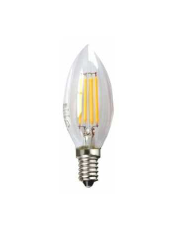LED ECO Filamento Transparente Vela 4W E14 3000K [LOTE DE 10 Unidades] SILVER SANZ