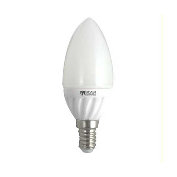 LED Ceramic Vela E14 3000K 5 W 970214 [LOTE DE 10 Unidades] SILVER SANZ