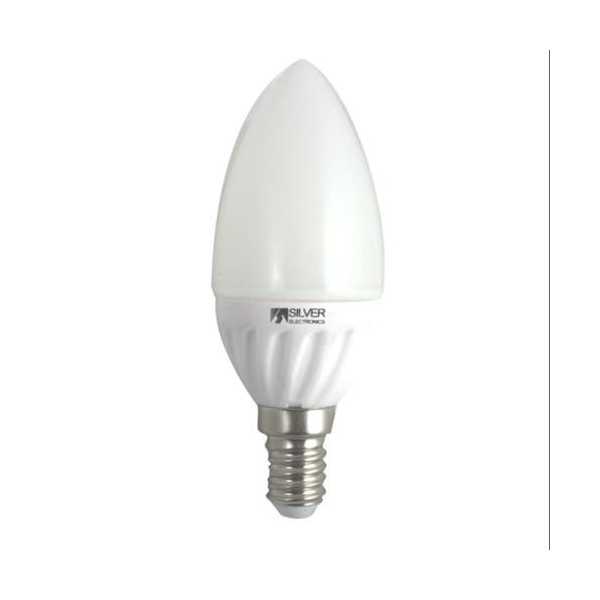 LED Ceramic Vela E14 5000K 5 W 971214 [LOTE DE 10 Unidades] SILVER SANZ