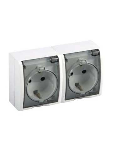 Base Enchufe Doble Blanco Aquarius Estanco FAQ45930 [LOTE DE 2 Unidades] SIMON BRICO