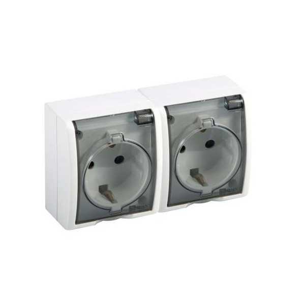 Base Enchufe Doble Blanco Aquarius Estanco FAQ45930 [LOTE DE 2 Unidades] SIMON BRICO