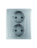 Doble Base Enchufe con TT. Aluminio F1591459026 [LOTE DE 4 Unidades] SIMON BRICO