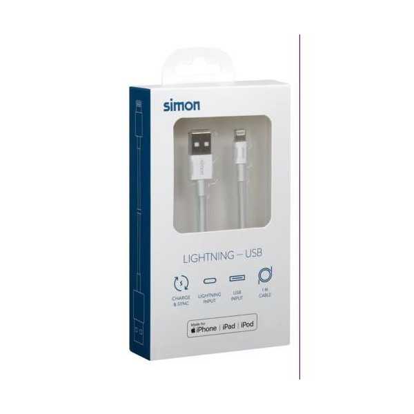 Cable Lightning - USB a Blanco 1M MU100101 [LOTE DE 2 Unidades] SIMON BRICO