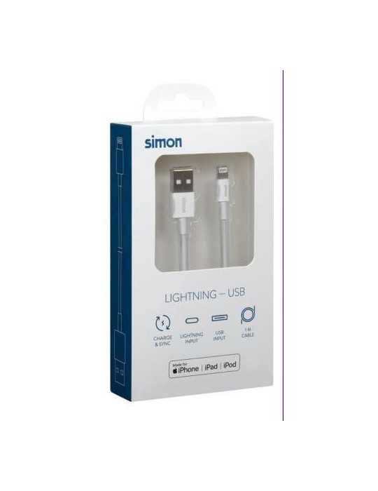 Cable Lightning - USB a Blanco 1M MU100101 [LOTE DE 2 Unidades] SIMON BRICO