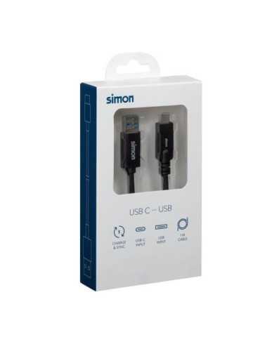 Cable USB 3.1 a - USB C Negro 1M MU133201 [LOTE DE 4 Unidades] SIMON BRICO