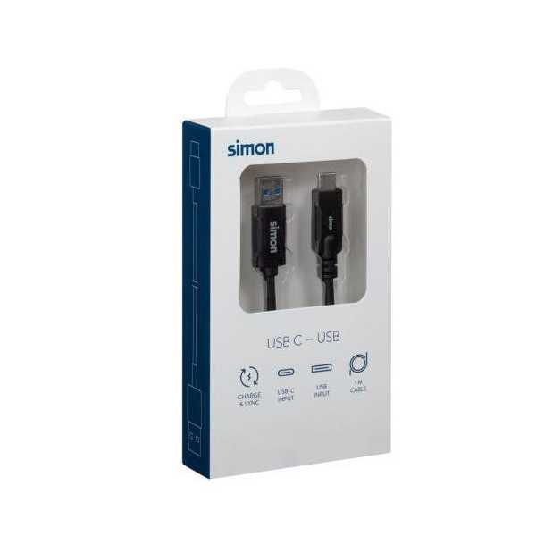 Cable USB 3.1 a - USB C Negro 1M MU133201 [LOTE DE 4 Unidades] SIMON BRICO