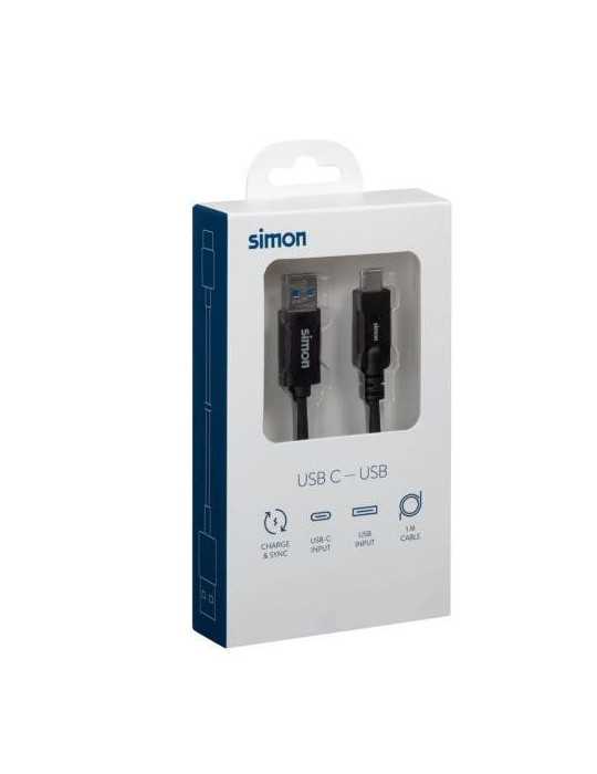 Cable USB 3.1 a - USB C Negro 1M MU133201 [LOTE DE 4 Unidades] SIMON BRICO