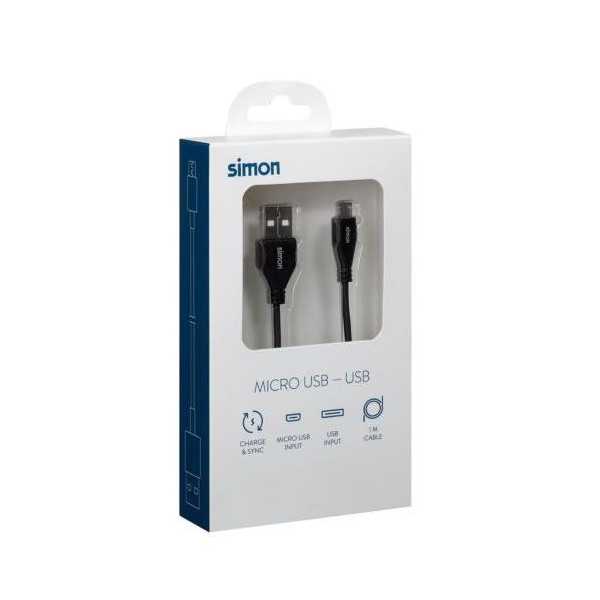 Cable USB 2.0 a - Micro Negro 1M MU112201 [LOTE DE 6 Unidades] SIMON BRICO