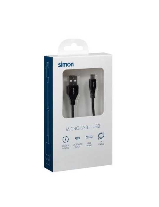 Cable USB 2.0 a - Micro Negro 1M MU112201 [LOTE DE 6 Unidades] SIMON BRICO