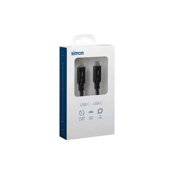 Cable USB 3.1 C - USB C Negro 1M MU143201 [LOTE DE 2 Unidades] SIMON BRICO
