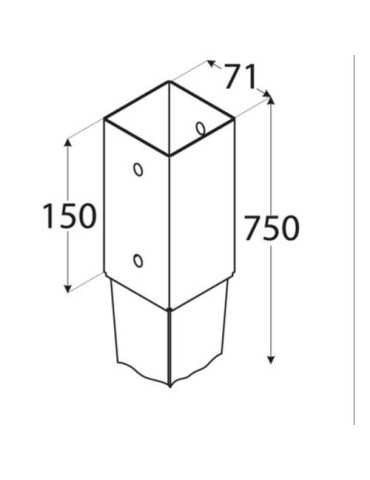 Anclaje Punta para Postes 7X7 cm 71X750X150 mm [LOTE DE 4 Unidades] DOMAX