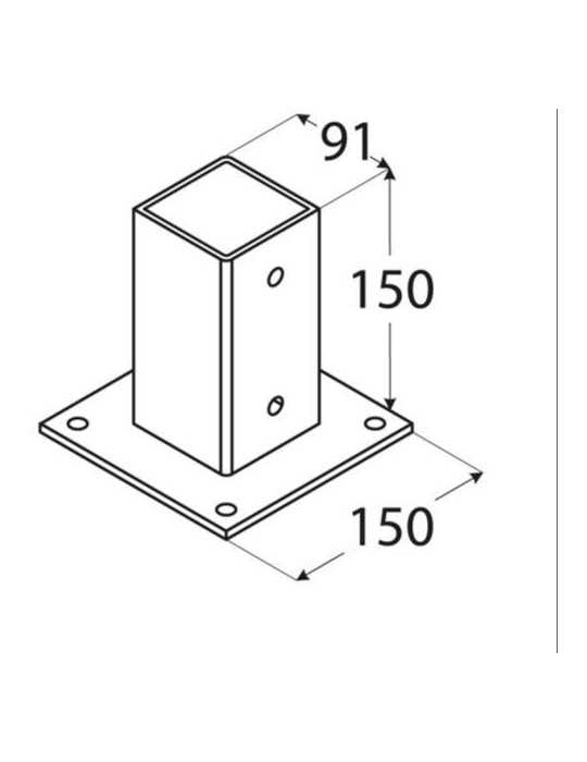 Anclaje Plano para Postes 9X9 cm 91X150X150 mm [LOTE DE 4 Unidades] DOMAX