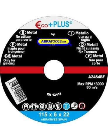 Disco Desbaste Acero 115X6X22.23MM A24S [LOTE DE 30 Unidades] ECO+PLUS