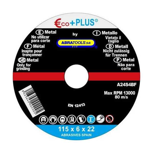 Disco Desbaste Acero 115X6X22.23MM A24S [LOTE DE 30 Unidades] ECO+PLUS