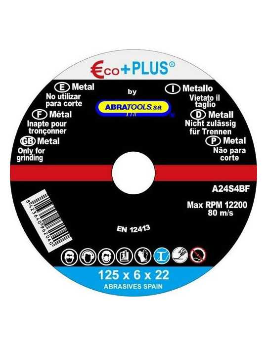 Disco Desbaste Acero 125X6X22.23MM A24S [LOTE DE 26 Unidades] ECO+PLUS
