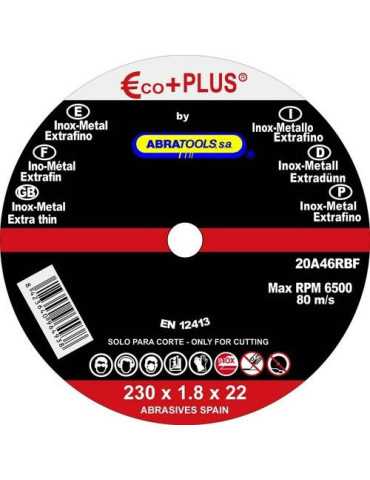 Disco Corte Acero Inoxidable 230X1,8X22MM A46RBF [LOTE DE 20 Unidades] ECO+PLUS