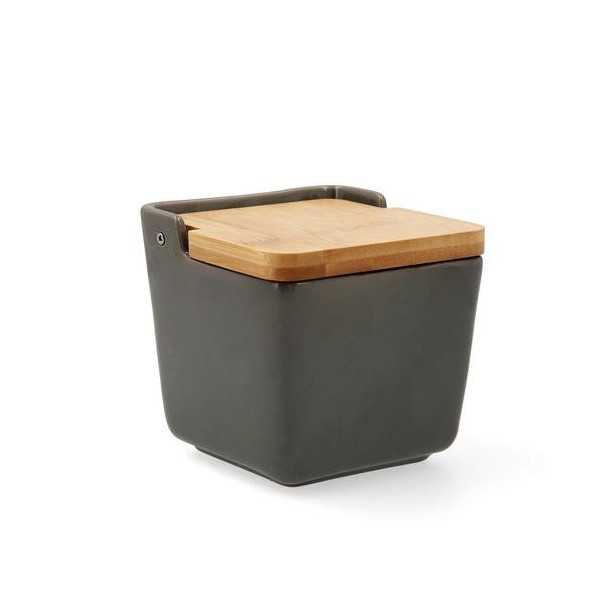 Salero Cerámico 12X12CM Tu y Yo Quid Gris [LOTE DE 4 Unidades] ENERIZ