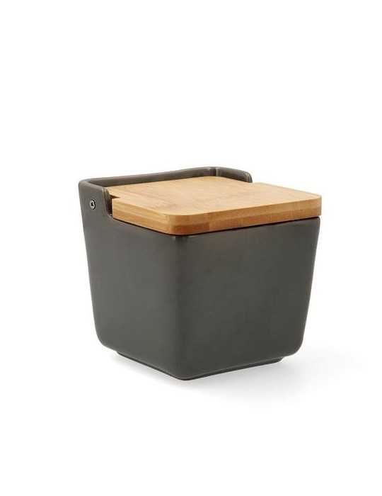 Salero Cerámico 12X12CM Tu y Yo Quid Gris [LOTE DE 4 Unidades] ENERIZ