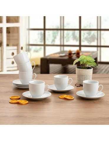 Set 6 Tazas con Plato Porcelana 20CL New Renova [LOTE DE 2 Unidades] ENERIZ