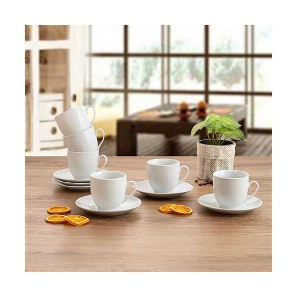 Set 6 Tazas con Plato Porcelana 20CL New Renova [LOTE DE 2 Unidades] ENERIZ