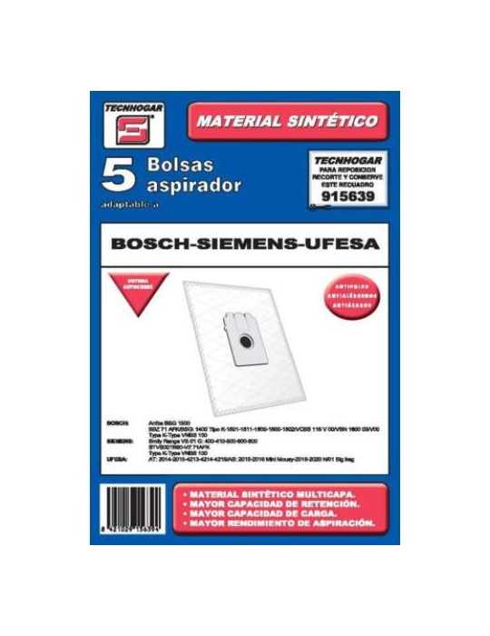 Caja 5 Bolsas Aspirador Bosch-Siemens-Ufesa [LOTE DE 4 Unidades] ERSA