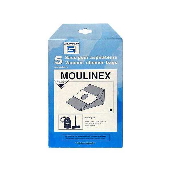 Caja 5 Bolsas Aspirador Moulinex Power-Pack [LOTE DE 4 Unidades] ERSA