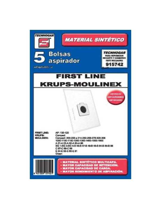 Caja 5 Bolsas Aspirador Moulinex Compact [LOTE DE 4 Unidades] ERSA