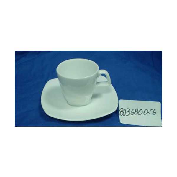 Juego 6 Tazas Cafe Porcelana Blanca Lotto Cuadrada [LOTE DE 2 Unidades] DANKOTUWA